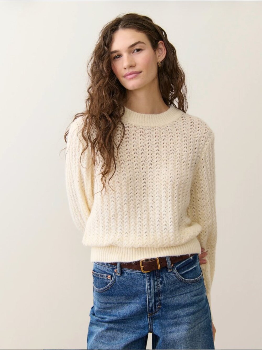 Marine Layer Alma crewneck sweater in Cream - size S/M
